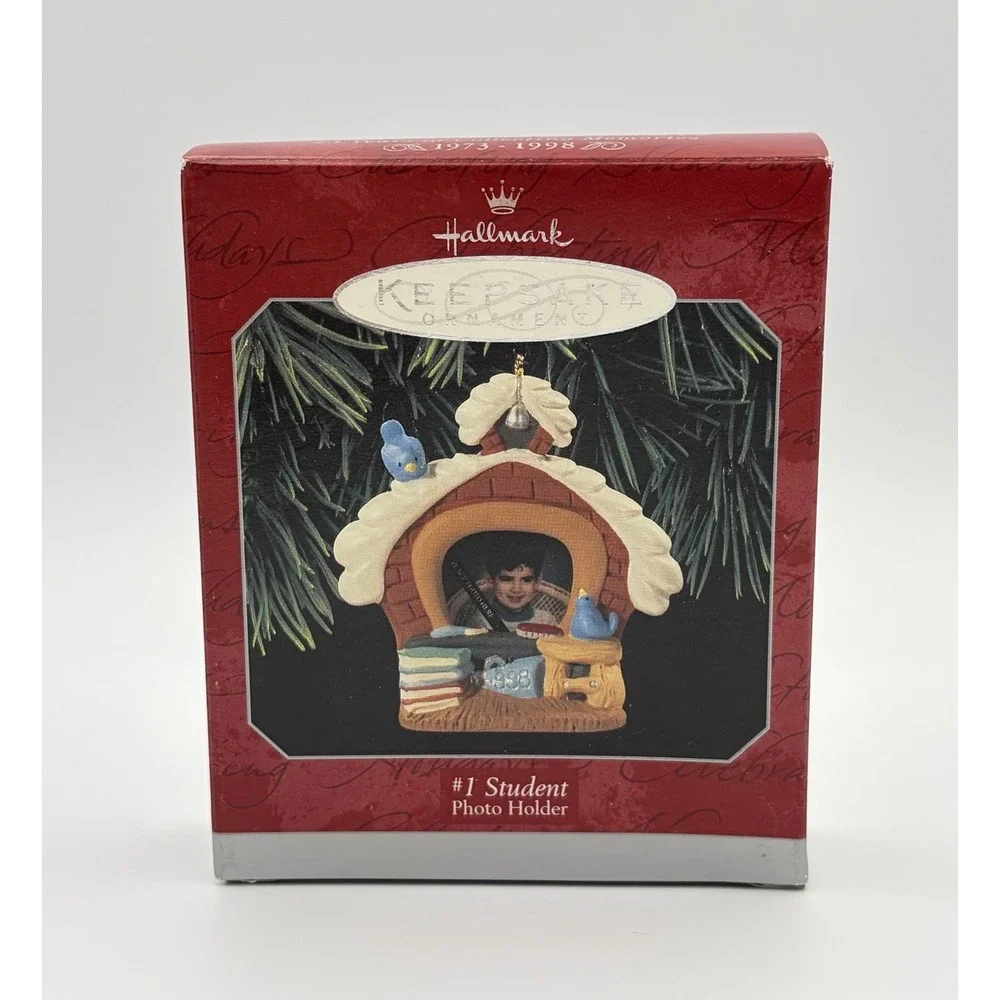 1998 Hallmark Keepsake Ornament #1 Student Photo Holder School House QX6646 VTG